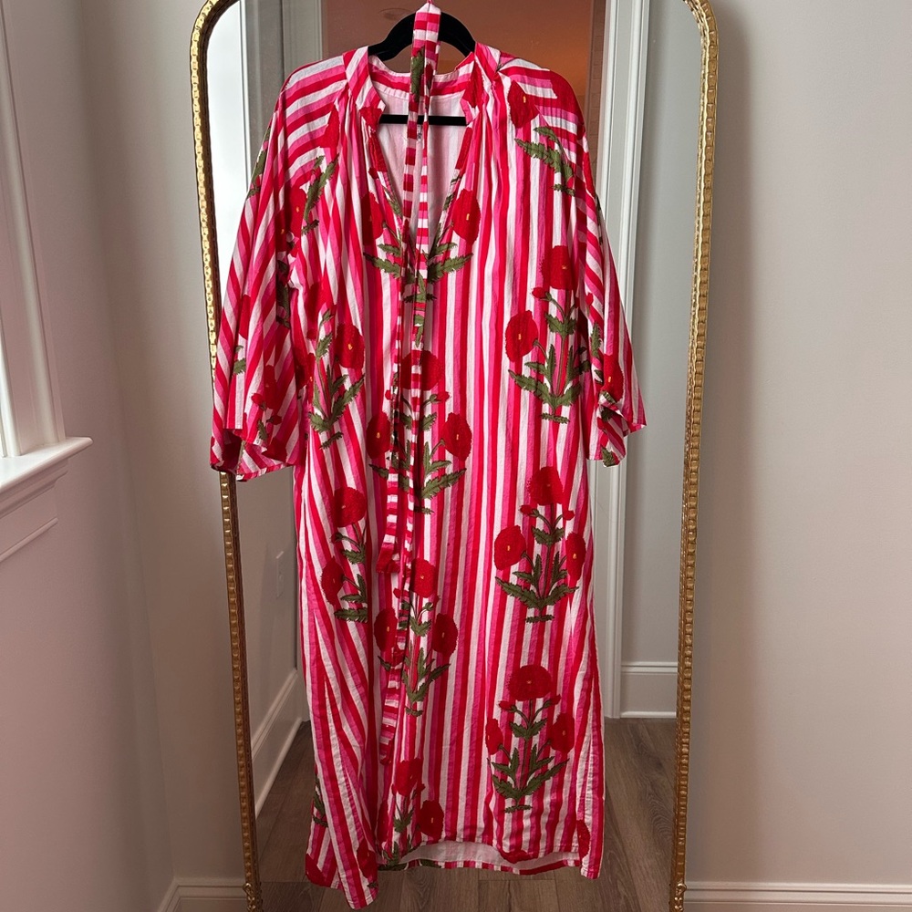 Floral & Stripe Kaftan Dress